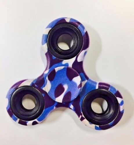 NEW Tri-Spinner Fidget Toy Ceramic EDC Hand Finger Spinner Camo BLUE//PURPLE