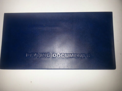Document wallet printed with driving documents ref blue leather look pvc