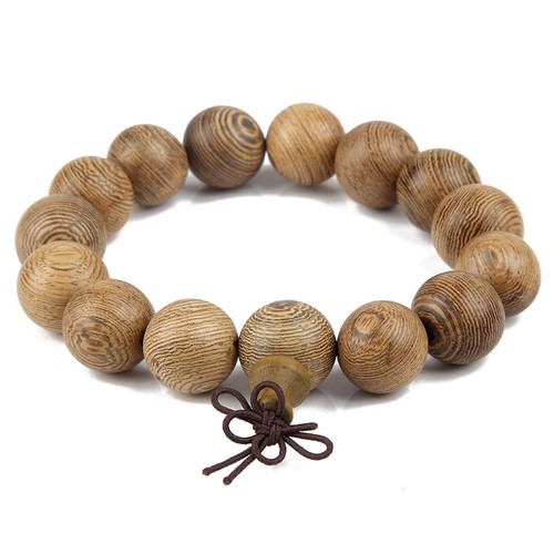 Unisexe Naturelle aile de poulet en bois boule de perles Bracelet extensible 15//13mm Cadeau