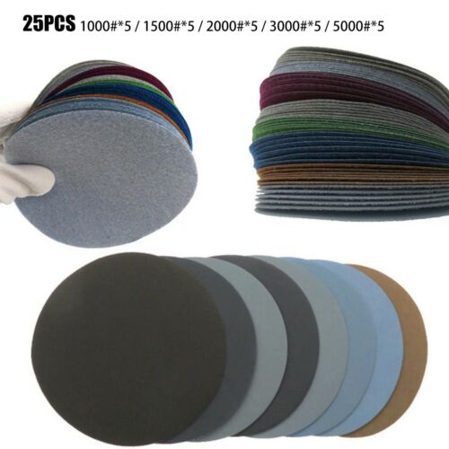 3000 5000 Grit Sandpaper Discs 25 Pcs Hook/&Loop Wet//Dry 3 Inch 1000,1500 2000