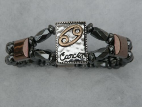 Mens Womens Cancer Magnetic Hematite Bracelet Anklet 2 Row Zodiac June21-July 22 