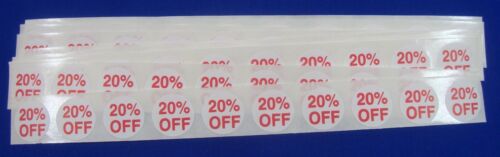 Tags Retail Store Supplies 100 Self-Adhesive 20% OFF Labels 3/4" Stickers 