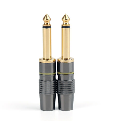 2 Pcs Copper 6.3mm 1//4/" Mono Jack Plug Connector For Soldering
