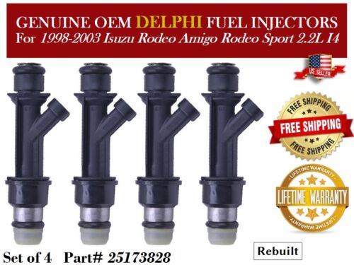 4 Fuel Injectors OEM Delphi for 1998-2003 Isuzu Rodeo Amigo Rodeo Sport 2.2L I4