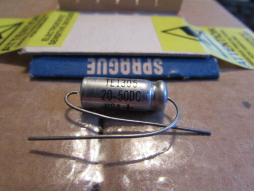 20uF 50DC Sprague 30D TE1305 USA Axial Capacitor New Old Stock Qty 1 Piece