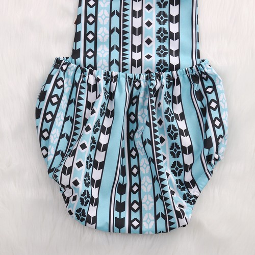 NEW Baby Girls Blue Aztec Fringe Tassels Romper Jumpsuit Headband Outfit Set