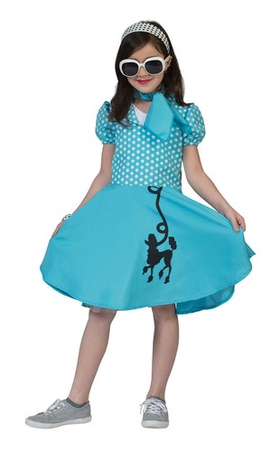 Yellow Blue Poodle Dress For Kids Fancy Dress 50s Costume #Girls Pink