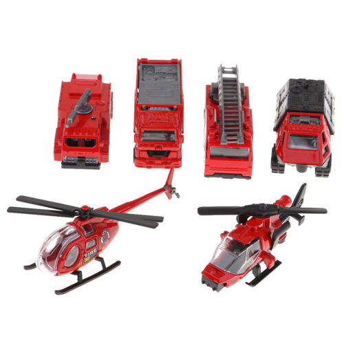 6Pcs Fire Engine Fire Rescue Series Car Truck Helicopter Model Toy Kids Gift