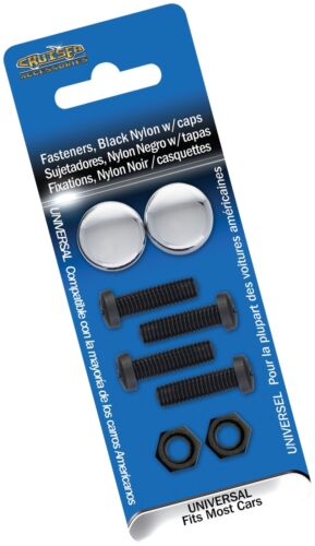 Black Nylon w/Chrome... Cruiser Accessories 80553 License Plate Frame Fasteners 