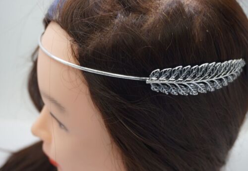 Details about  / Silver-tone metal Headband//Headdress with textured Leaves DD10D//22