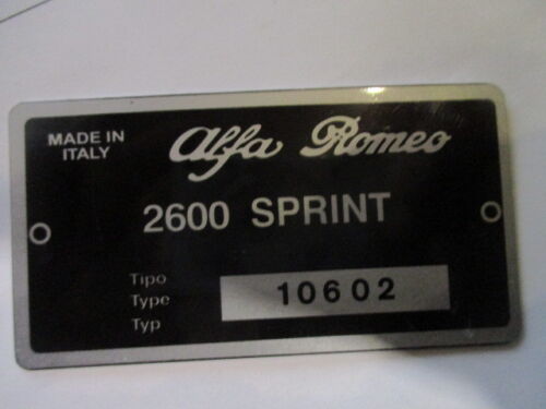 Alfa Romeo ID Nameplate Tipo 10602 106 2600 Sprint Coupe S37