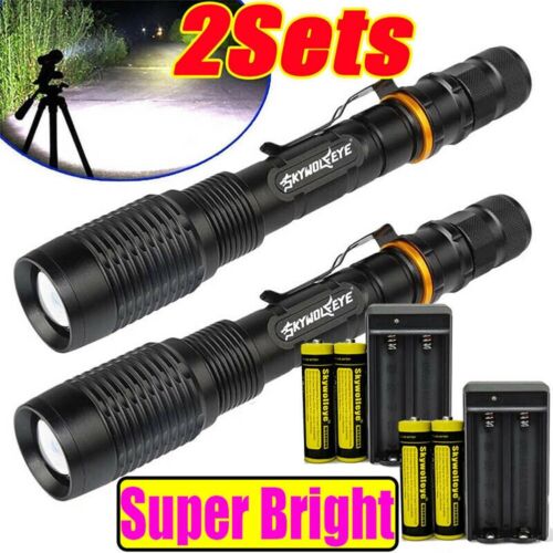 Details about   Tactical Camping LED 5 Modes 350000Lumens Flashlight Torch Zoom Lamp & Battery 