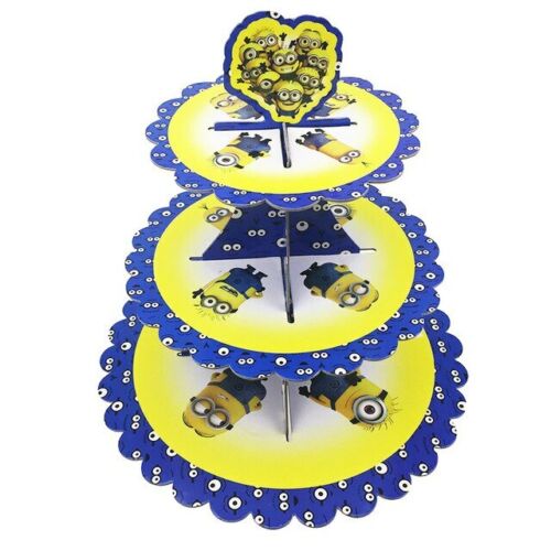 MINION DESPICABLE ME STUART DAVE 3 Tier Cupcake Stand Muffin Holder Cardboard 
