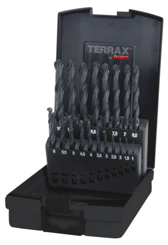 1-10.0mm in increments of 0.5mm Twist Drill Bit Set HSS-R Terrax by RUKO 19pcs
