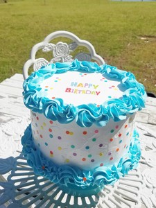 CONFETTI-BIRTHDAY-FAKE-CAKE-AQUA-ROSETTE-TRIM-PARTY-DECOR-PHOTO-PROPS-DISPLAYS