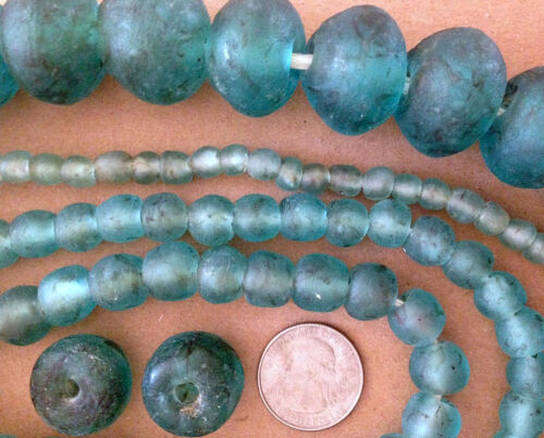 Beautiful Artisan Recycled Glass Beads Turquoise Unenhanced Fair Trade & Scarce 