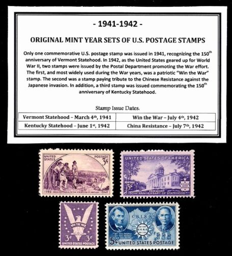 VINTAGE U.S 1941-1942 YEAR SET OF MINT POSTAGE STAMPS MNH