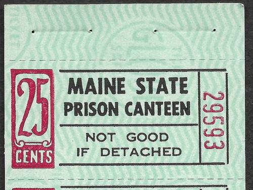 Maine Thomaston State Prison canteen Coupon book $10.00 FULL BOOK
