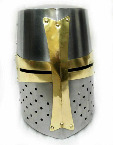 Medieval Knight Armor Crusader Templar Helmet Helm with Mason/'s Brass Cross