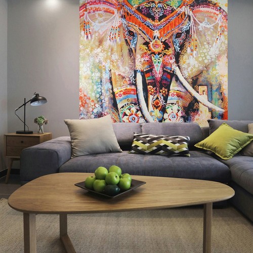 Indisch Mandala Hippie Elefant Tapisserie Wandteppich Wandbehang Badetuch Matte