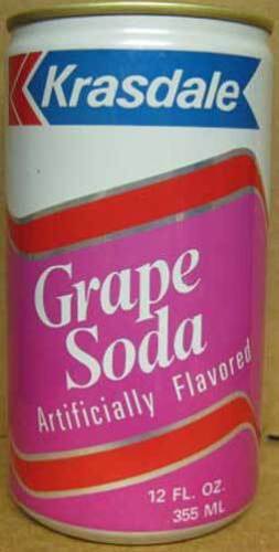 NY Krasdale Foods Inc Early 1980s KRASDALE GRAPE SODA empty 12oz,CAN NEW YORK 