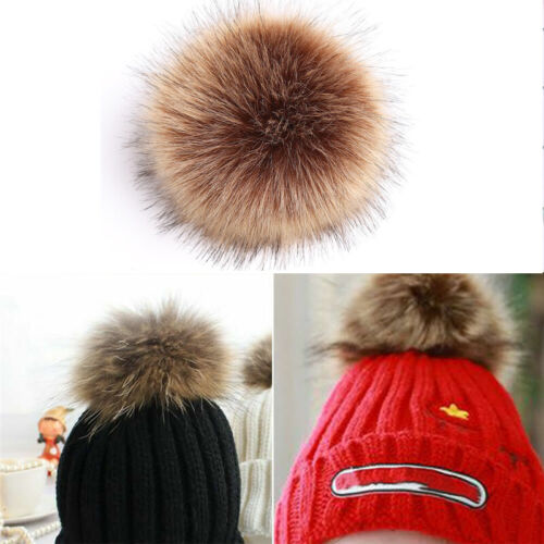 15cm Big Faux Fur Pom Poms Ball With Press Button for Knitted Hat Beanies Cap DI