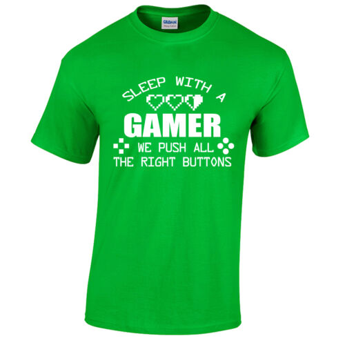 Sleep With A GAMER T-Shirt Mens Funny computer xbox ps game geek nerd