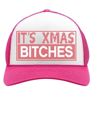 It/'s Xmas Bitches Funny Holiday Ugly Christmas Party Trucker Hat Mesh Cap Gift