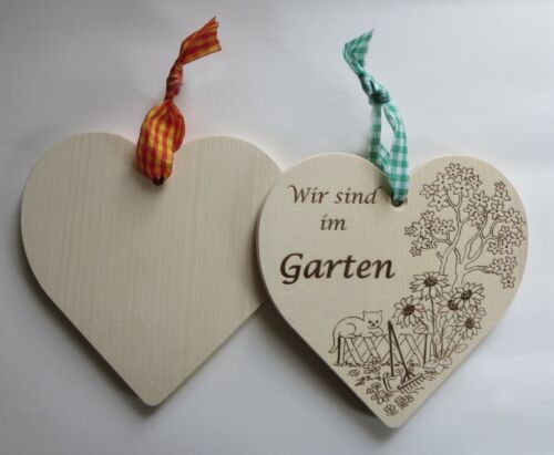 Holz Schild Herz Wir sind im Garten Türschild Geschenk für Gartenfreunde Deko