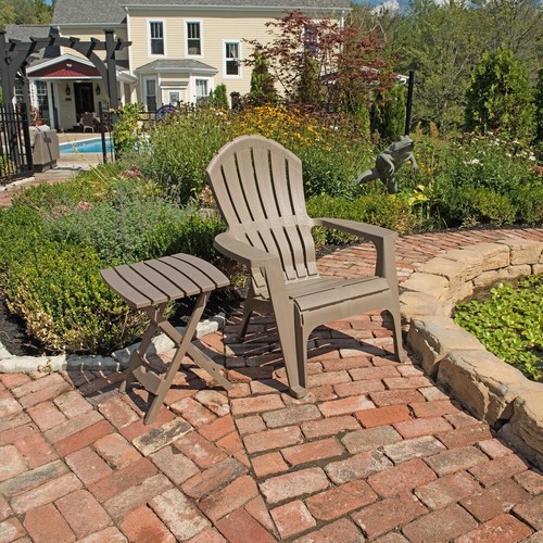 Adams Manufacturing Quik Fold Portobello Resin Plastic Outdoor Side Table Brown