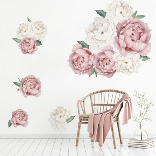Large Peony Rose Flowers Art Wall Sticker Backdrop Decals Living Room Decor US