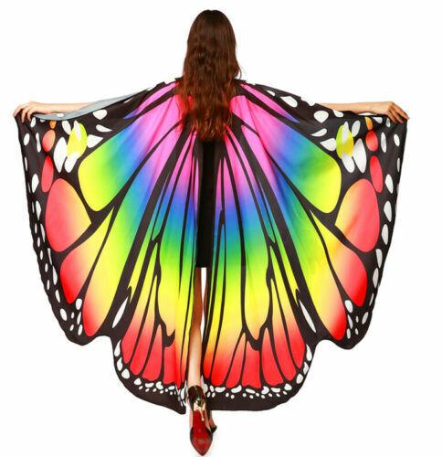 Womens Butterfly Wings Cape Adult Fairy Pixie Cloak Fancy Dress Costume 