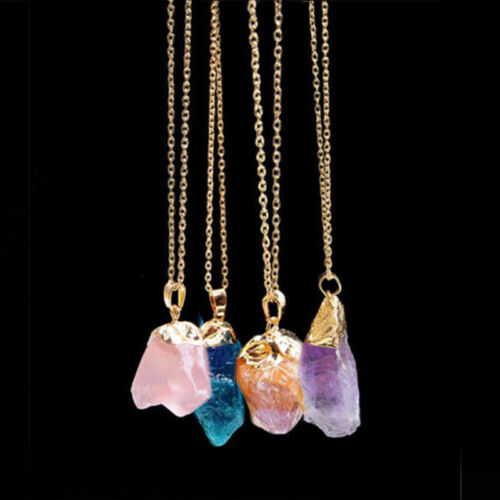 Reiki Natural Gemstone Stone Crystal Quartz Healing Chakra Pendant Necklace 