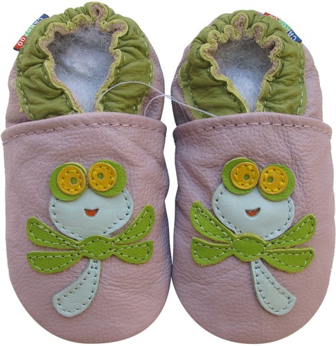 carozoo dragonfly light purple 6-12m C1 soft sole leather baby shoes