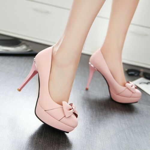 Details about   Sexy Women's Round Toe High Heels Bowknot Platform Pumps Court Shoes 41/42/43 B 