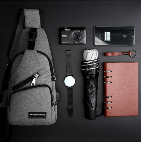 Men Women Nylon Sling Bag Backpack Crossbody Shoulder Chest Cycle Daily Travel