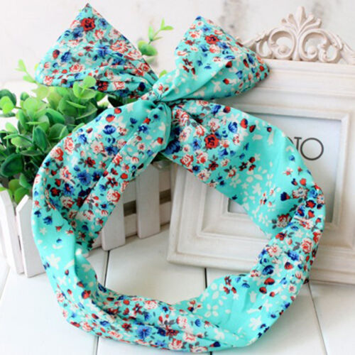 50/'s BUNNY EARS RIBBON TIE BOW BENDY .WIRE WIRED HAIR SCARF HEAD WRAP B bbgg
