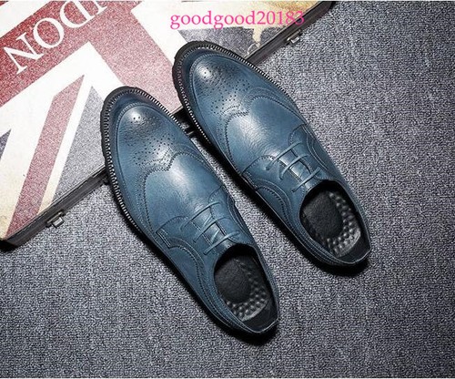 Fashion Men/'s Genuine Leather Shoes Business Wing Tip Dress Shoes Lace Up Oxford