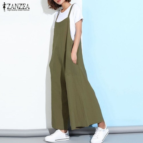 Damen Mode Sleeveless Lose Overall Playsuit Feste Latzhose Bib Einteilige Hosen
