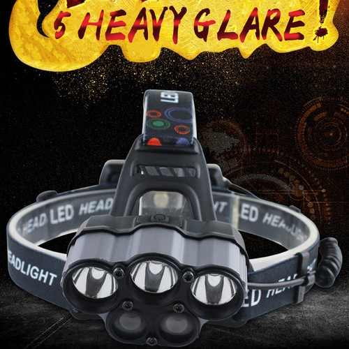 LED Headlamp Headlight Flashlight Torch T6 Rechargeable Light Ultra Bright R1Q2P