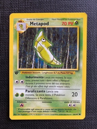 Pokemon Trading Card Game Cards Artikel Italiano 54 102 Nm M Pokemon Metapod 1st Edition Base Set Italian T Sammeln Seltenes Drukgreen Bt