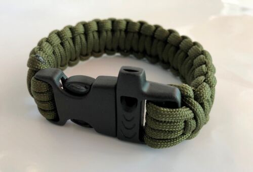 Paracord Survival Bracelet Army Green Decal...Dark Ops Tactical Gear Keychain