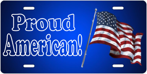 Personalized FREE Custom License Plate Frame American Flag USA Auto Tag
