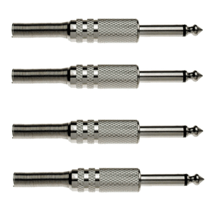 4 Fiches Jack 6.35 Mâle Mono Capot Métal Connections à Souder