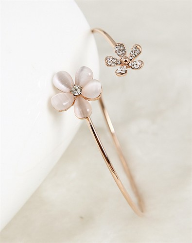 Fashion Women Flower Crystal Gold//Silver Plated Cuff Bracelet Bangle Jewelry
