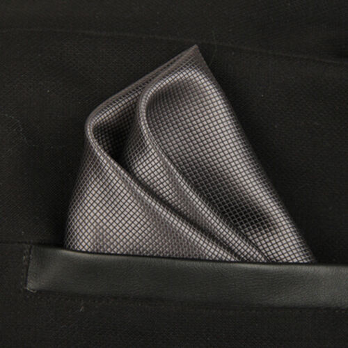 T09 Grey Solid Men Silk Formal Pocket Square Hanky Wedding Party Handkerchief