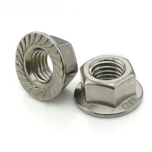 M10 x 1.0mm Fine Pitch Serrated Flange Nuts Hex Lock Nuts 304 A2 Stainless Qty 2 