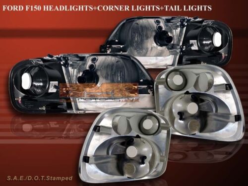 2001 2002 2003 FORD F150 SVT HEADLIGHTS BLACK FLARESIDE TAIL LIGHTS CORNER