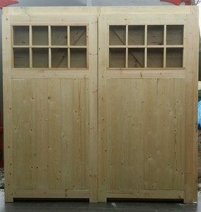 Wooden timber garage doors with windows 7ft high x 7 ft ...