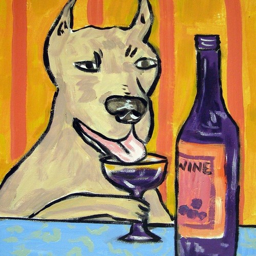 great dane wine art print tile coaster gift modern folk JSCHMETZ dog